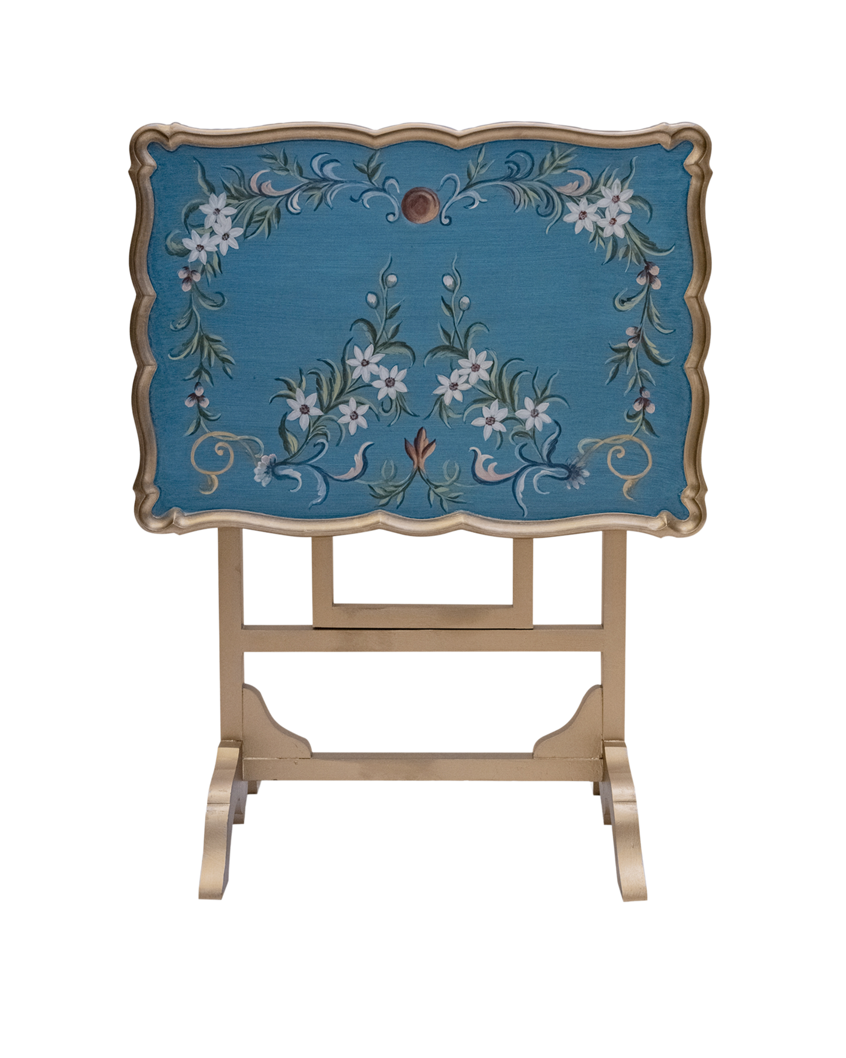 Opulent Blue Floral Folding Table